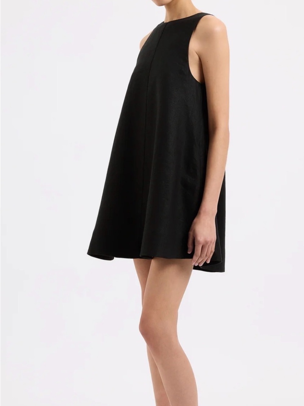 Nude Lucy Black Sleeveless Nemi Linen Mini Dress Black Scoop Neck Size Medium